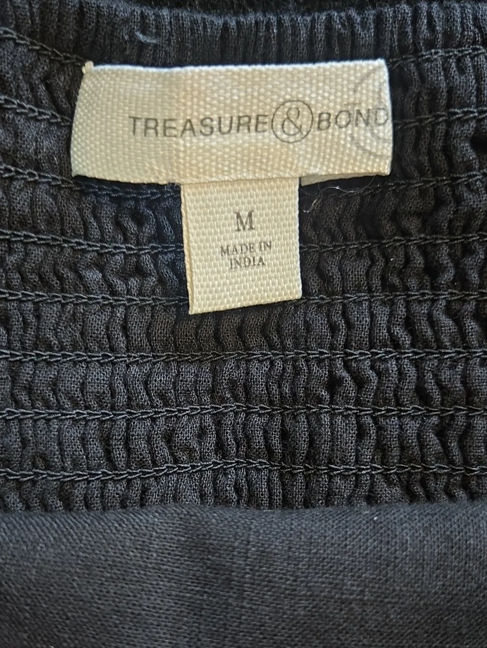 Treasure & Bond Embroidered Hem Cotton Midi Skirt Black A-Line Casual Sze M NWOT